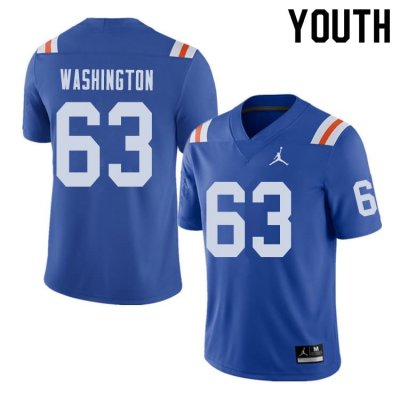 Youth Florida Gators #63 James Washington NCAA Jordan Brand Royal Throwback Alternate Authentic Stitched College Football Jersey IYS7262UG